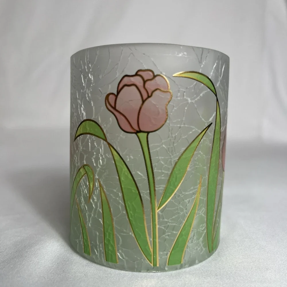 Yankee Candle Frosted Crackle Votive Tea Light Holder V/H TL/H spring Tulips New